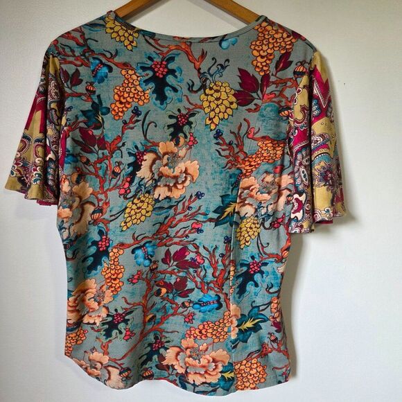 NEVER WORN PARSLEY & SAGE BOHO FLORAL FLUTTER SLEEVES TOP SIZE SMALL - Picture 9 of 15